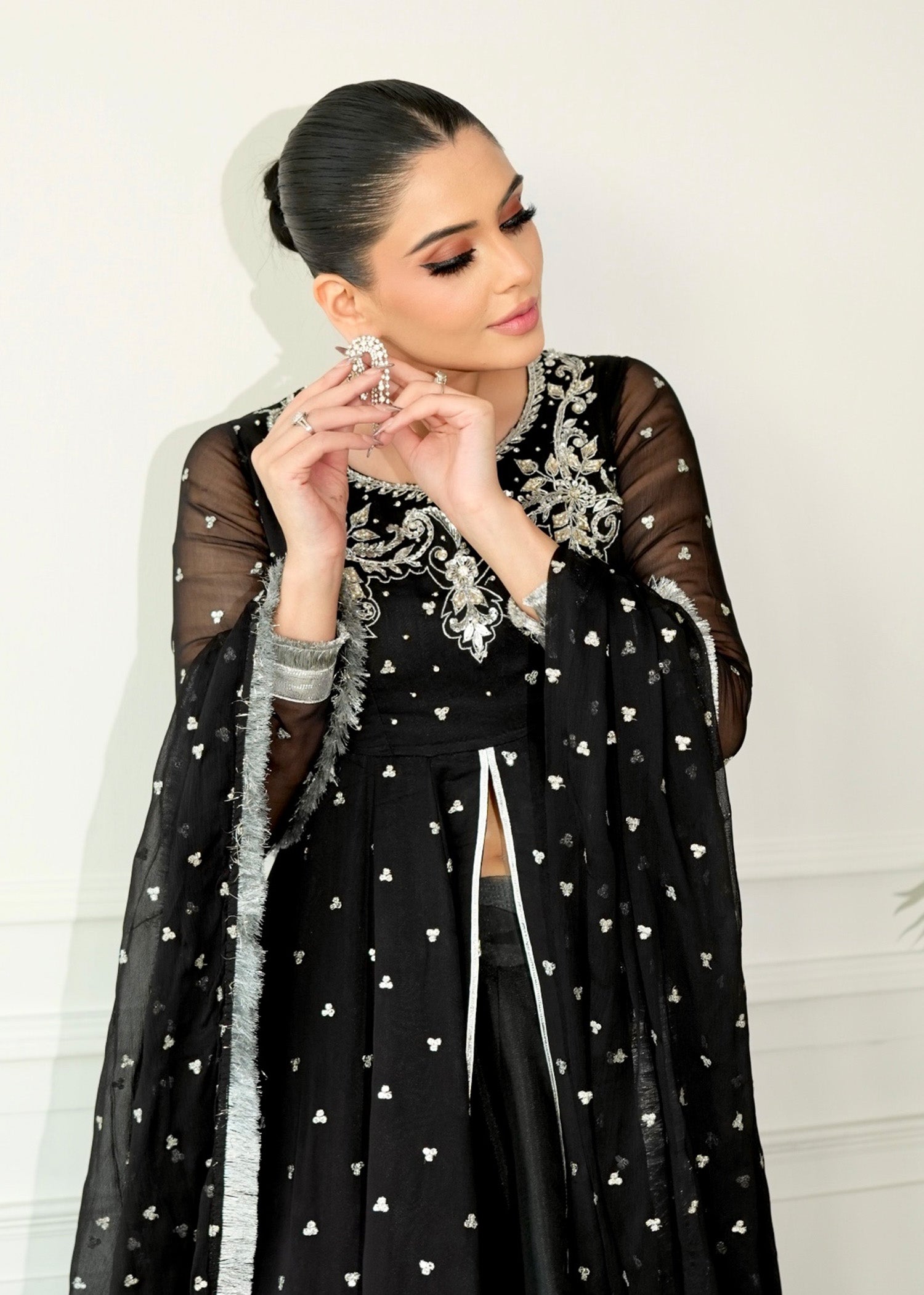 Allure by IH - IZAR - Black - Chiffon & Katan Silk - 3 Piece