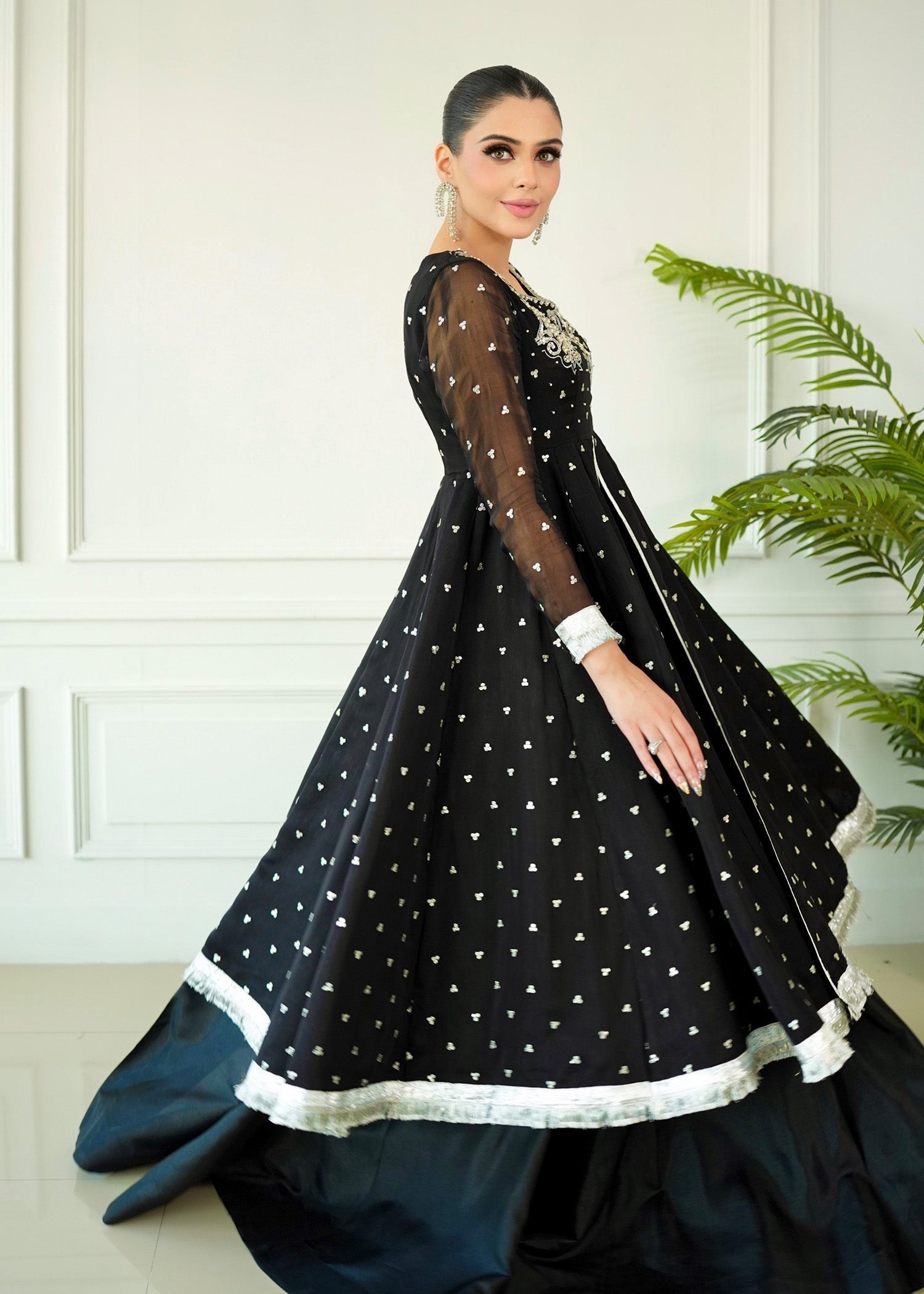Allure by IH - IZAR - Black - Chiffon & Katan Silk - 3 Piece