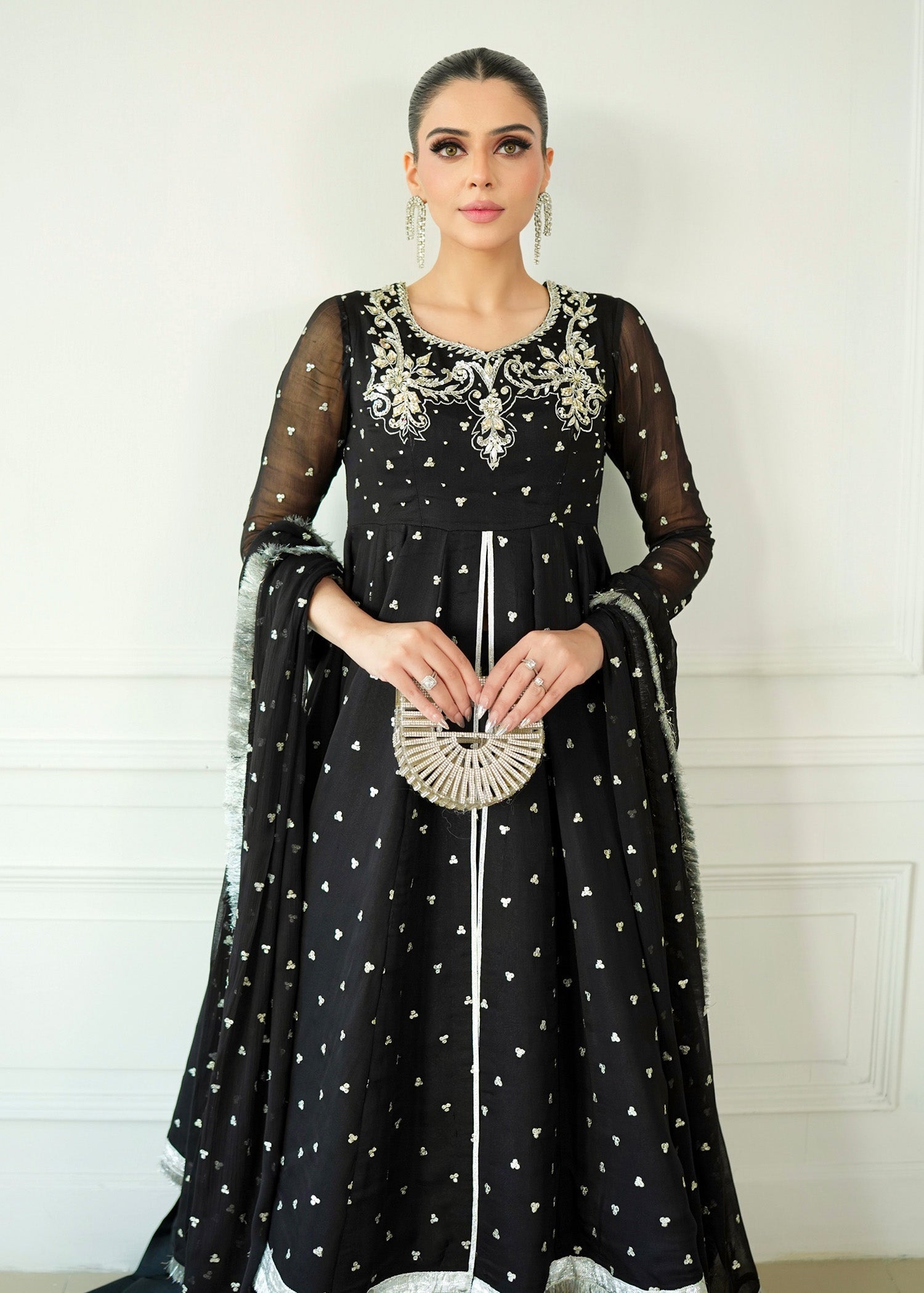 Allure by IH - IZAR - Black - Chiffon & Katan Silk - 3 Piece