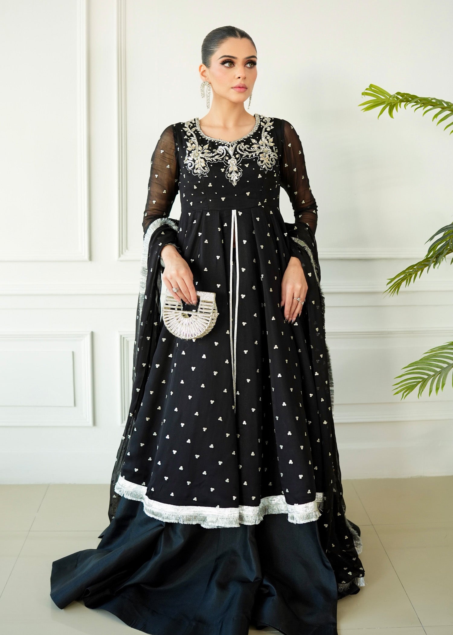 Allure by IH - IZAR - Black - Chiffon & Katan Silk - 3 Piece