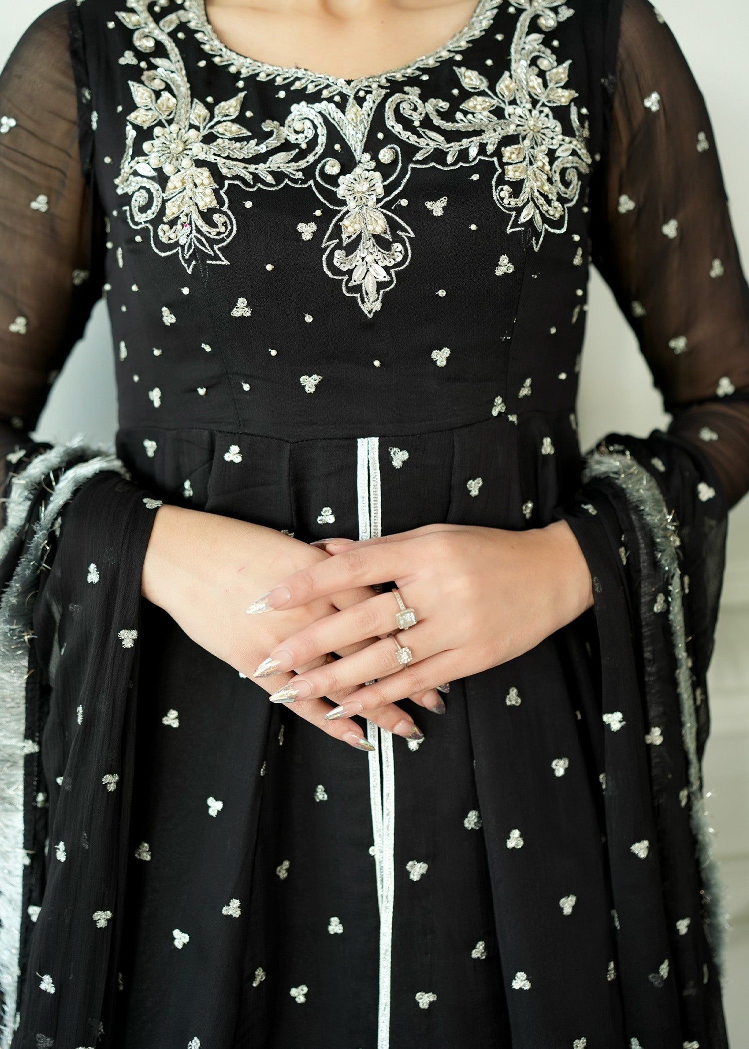 Allure by IH - IZAR - Black - Chiffon & Katan Silk - 3 Piece