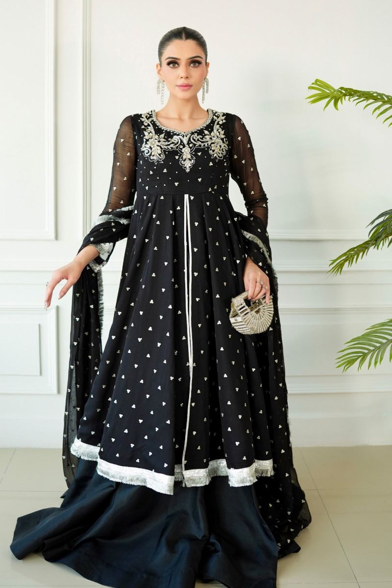 Allure by IH - IZAR - Black - Chiffon & Katan Silk - 3 Piece