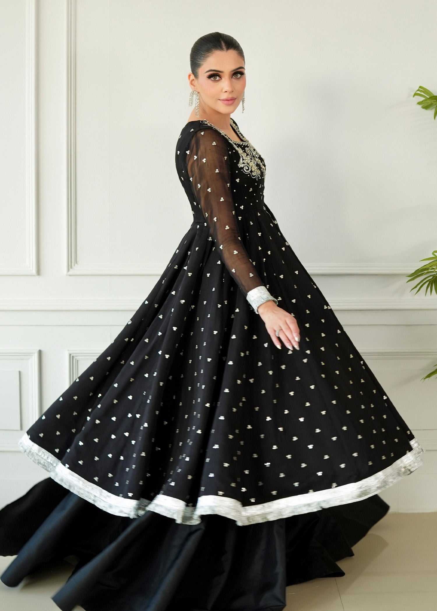 Allure by IH - IZAR - Black - Chiffon & Katan Silk - 3 Piece
