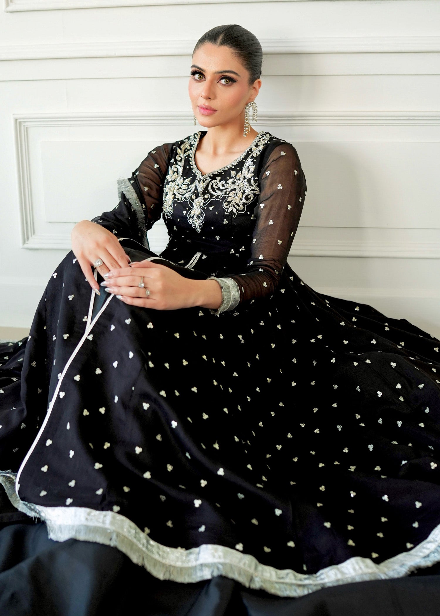 Allure by IH - IZAR - Black - Chiffon & Katan Silk - 3 Piece