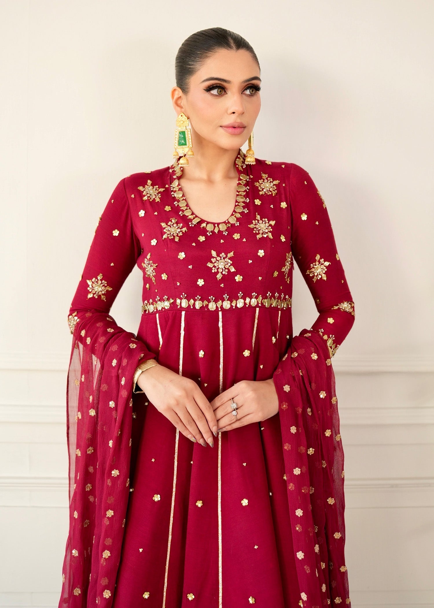 Allure by IH - OLIVIA - Red - Raw Silk - 3 Piece