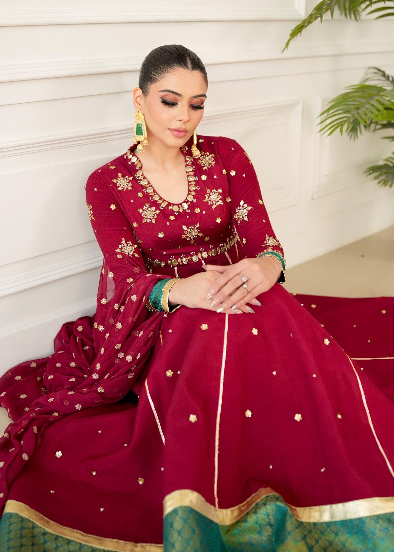 Allure by IH - OLIVIA - Red - Raw Silk - 3 Piece