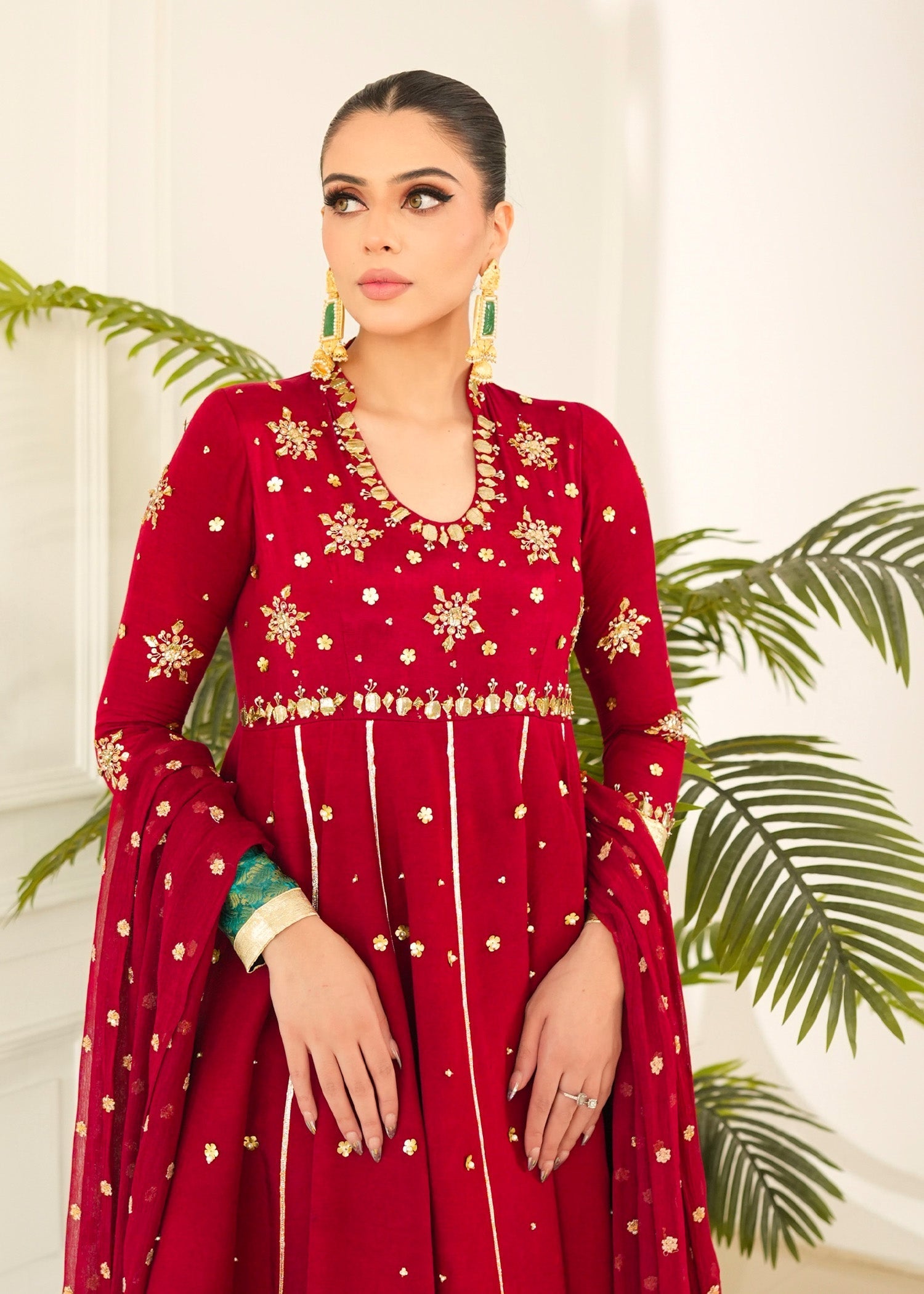 Allure by IH - OLIVIA - Red - Raw Silk - 3 Piece