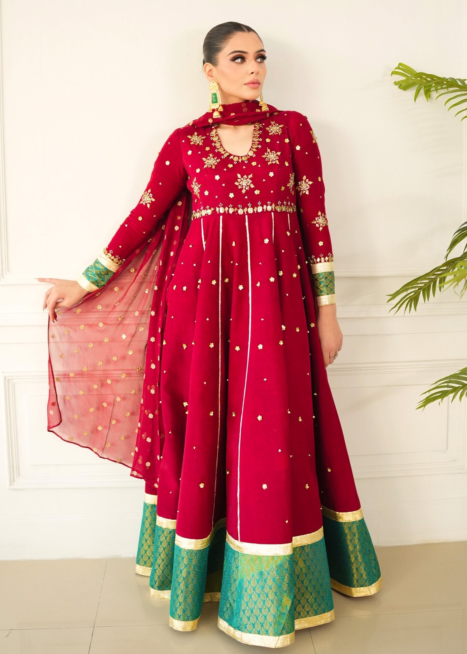 Allure by IH - OLIVIA - Red - Raw Silk - 3 Piece