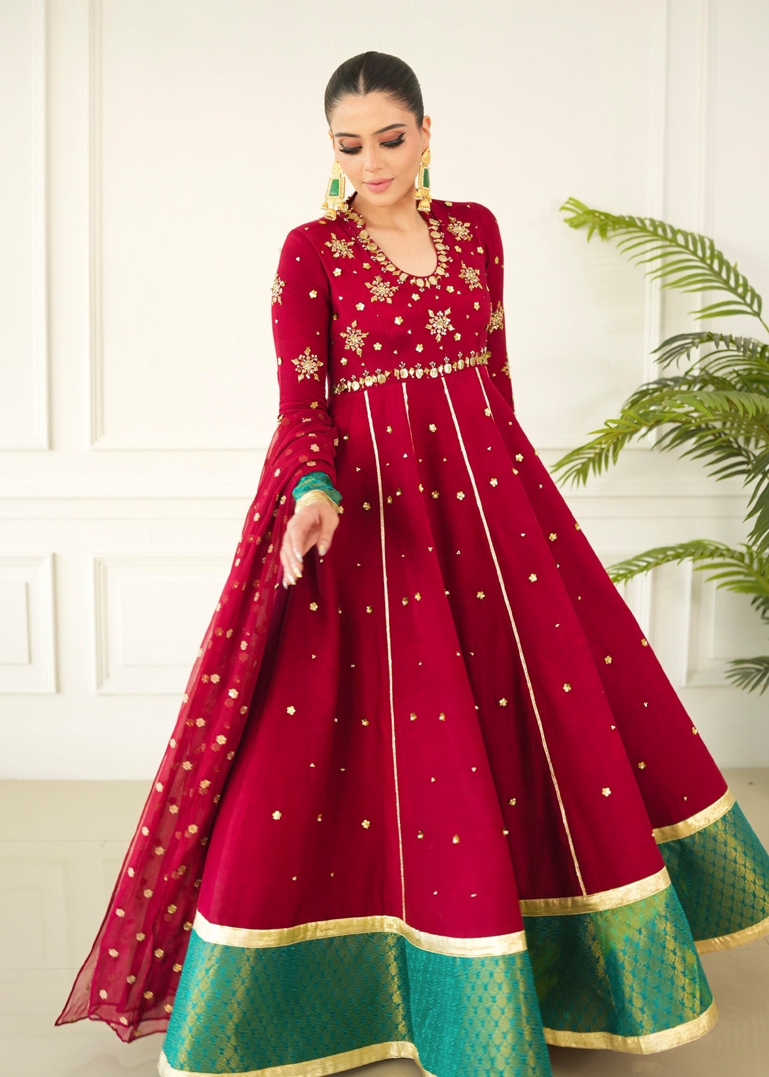 Allure by IH - OLIVIA - Red - Raw Silk - 3 Piece