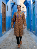 Gulabo - Cotton Lawn Amber Ikat Shirt For Women - Black - 1 Piece