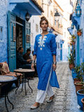 Gulabo - Cotton Lawn Cobalt Wave Kurta For Women - Blue - 1 Piece