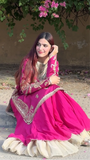 Yashfa Studio - Mah Gul Tasel Silk Sharara For Women - Vibrant Magenta - 3 Piece