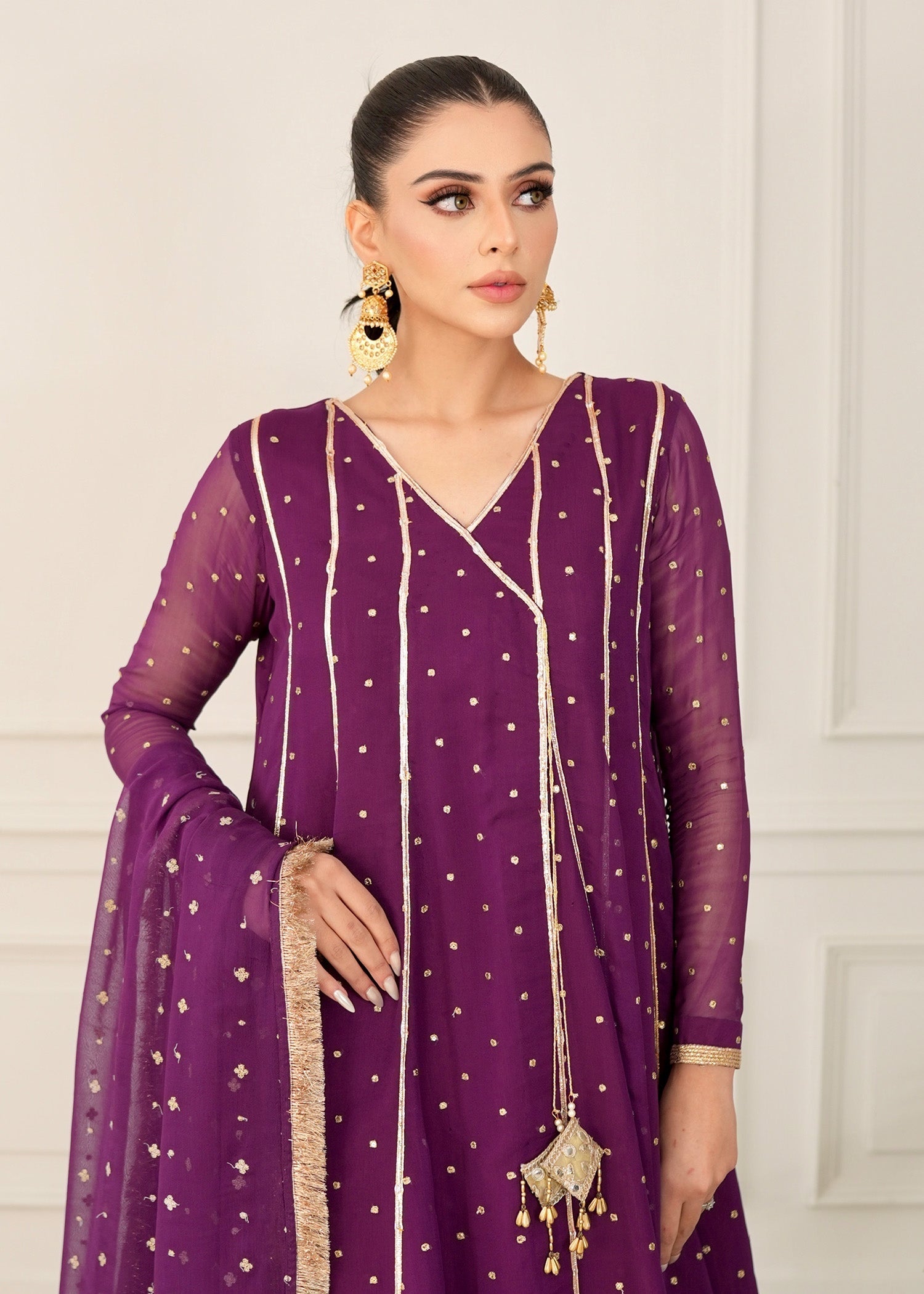 Allure by IH - IZZAH - Plum - Chiffon & Silk - 3 Piece
