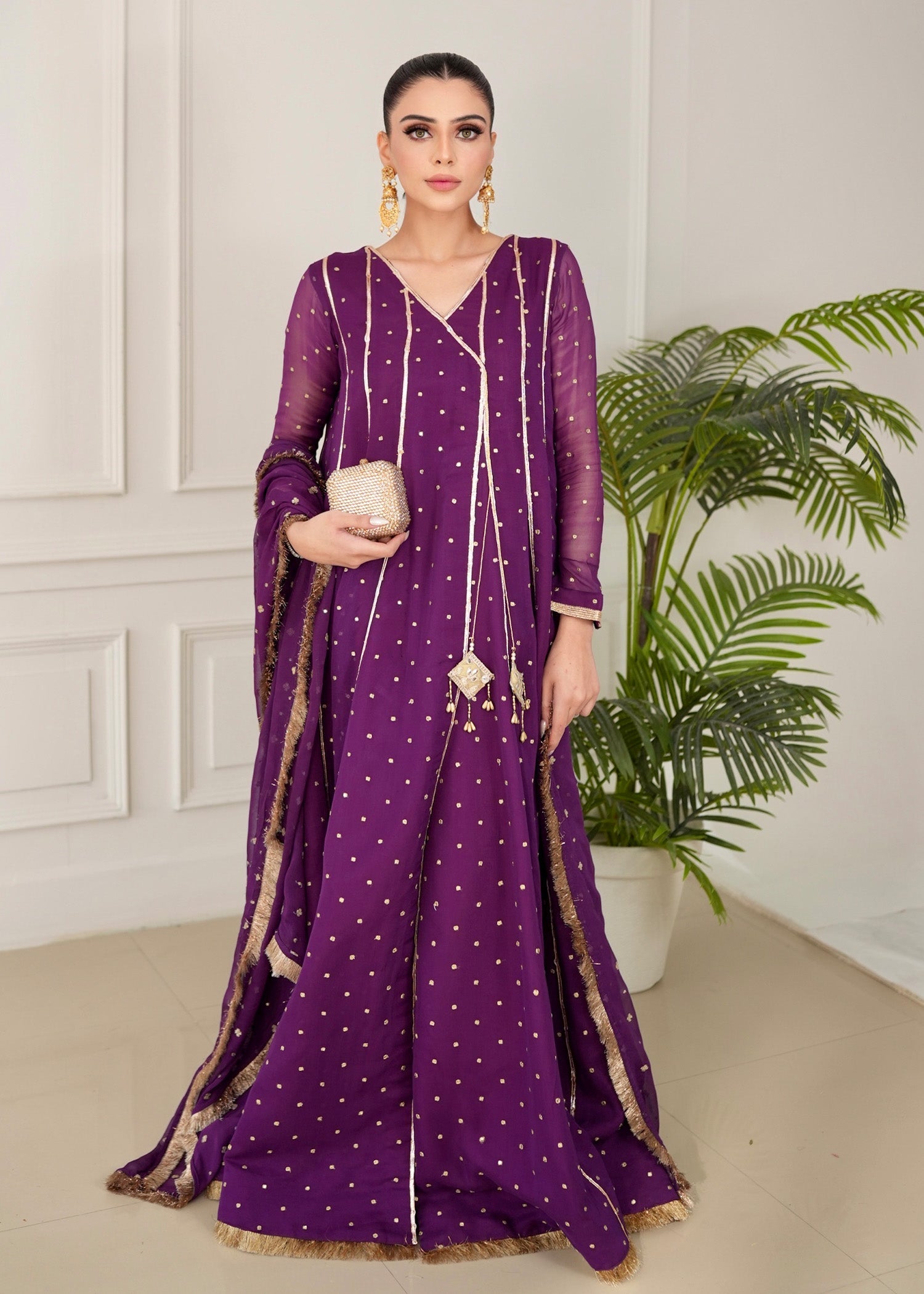 Allure by IH - IZZAH - Plum - Chiffon & Silk - 3 Piece