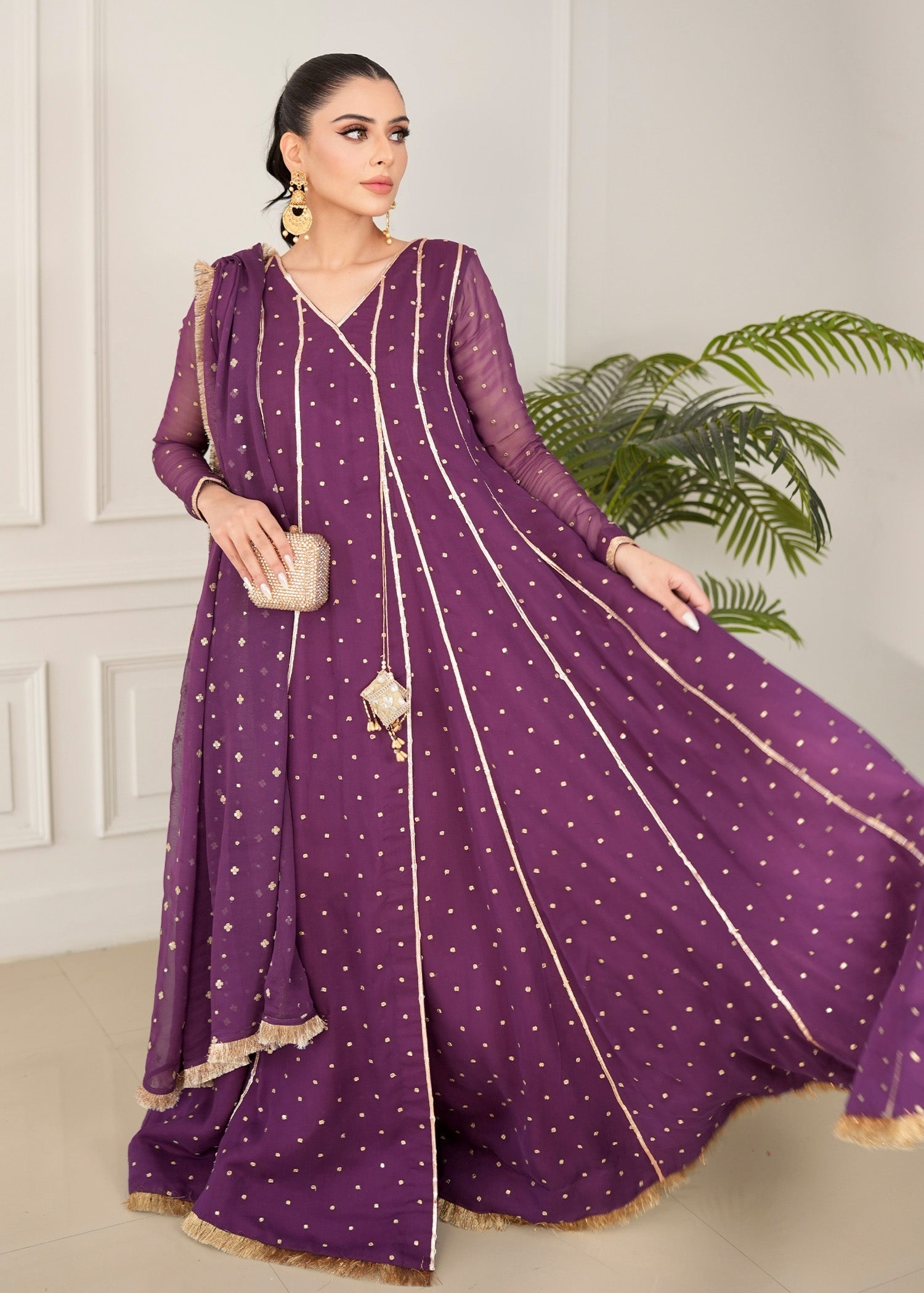 Allure by IH - IZZAH - Plum - Chiffon & Silk - 3 Piece