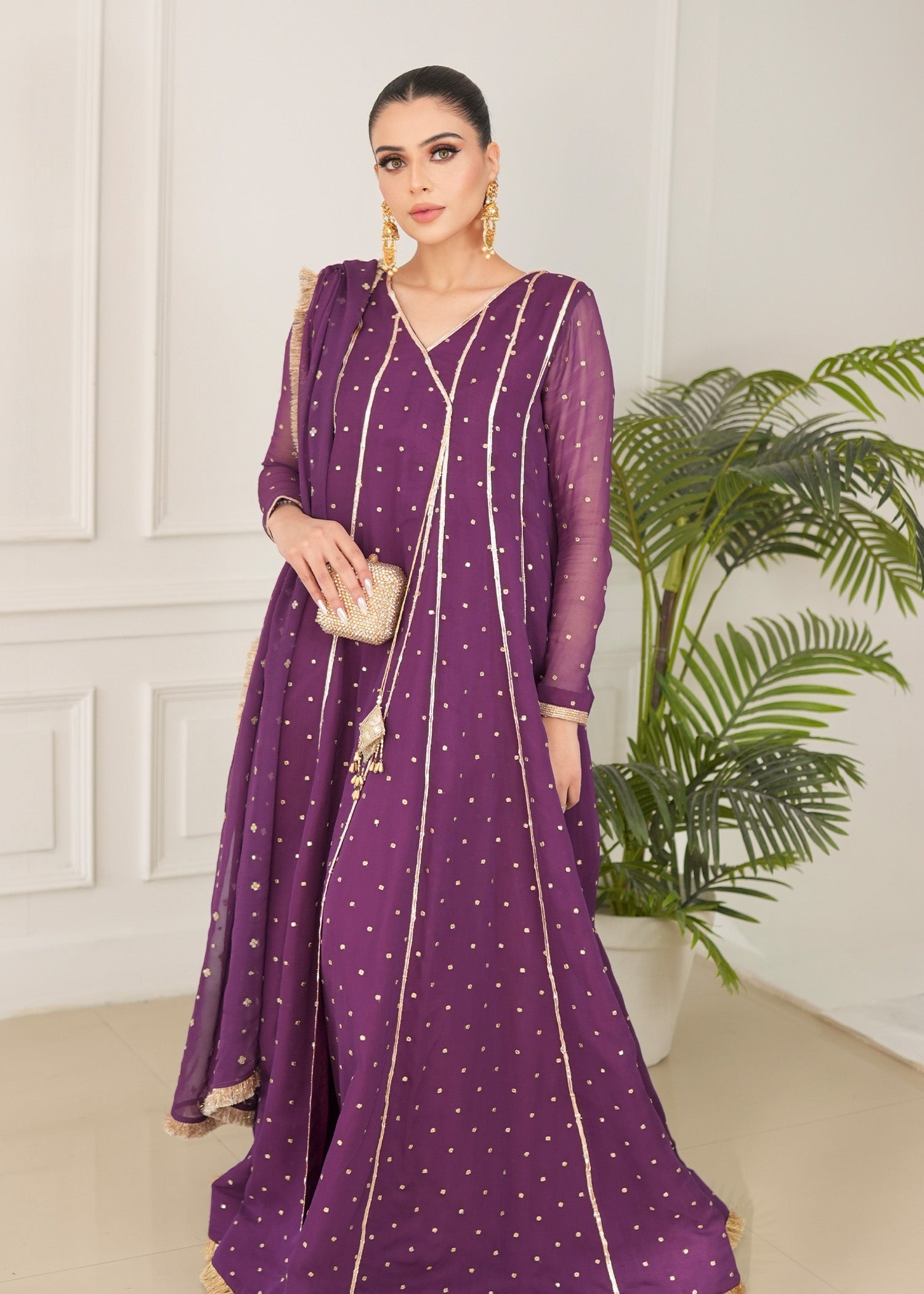 Allure by IH - IZZAH - Plum - Chiffon & Silk - 3 Piece