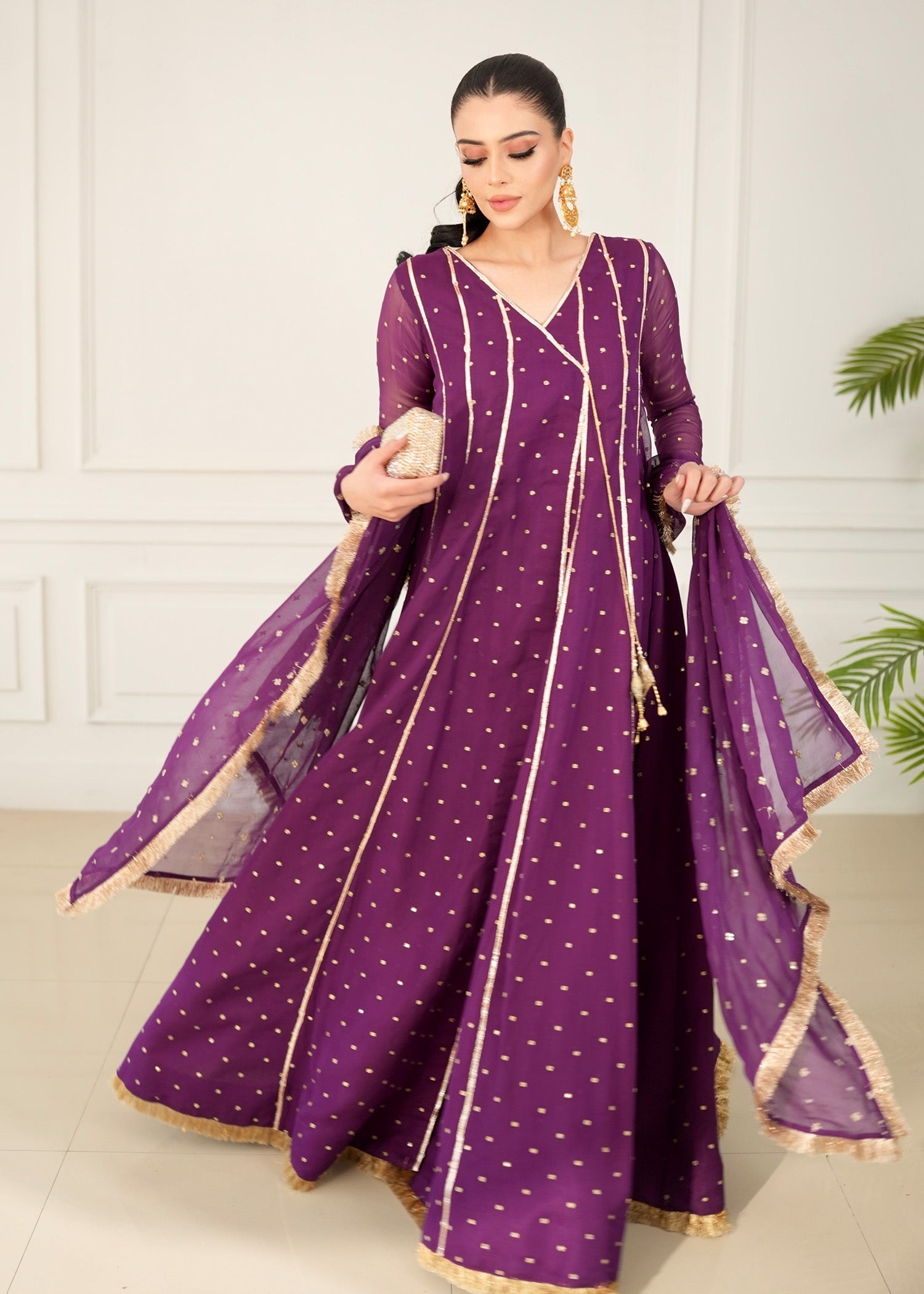 Allure by IH - IZZAH - Plum - Chiffon & Silk - 3 Piece