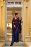Insia Sohail - Veronica - Plum / Sapphire blue - Saree - Chiffon - Studio by TCS