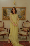 Syah - Zamurd - Organza - Pastel Yellow - 3 Piece