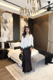 Leon - White Laced Monochrome Silk Lace Top For Women - 1 Piece