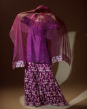 Ombrella - Pallete of purple Tea pink Raw Silk Suit For Women - 3 Piece