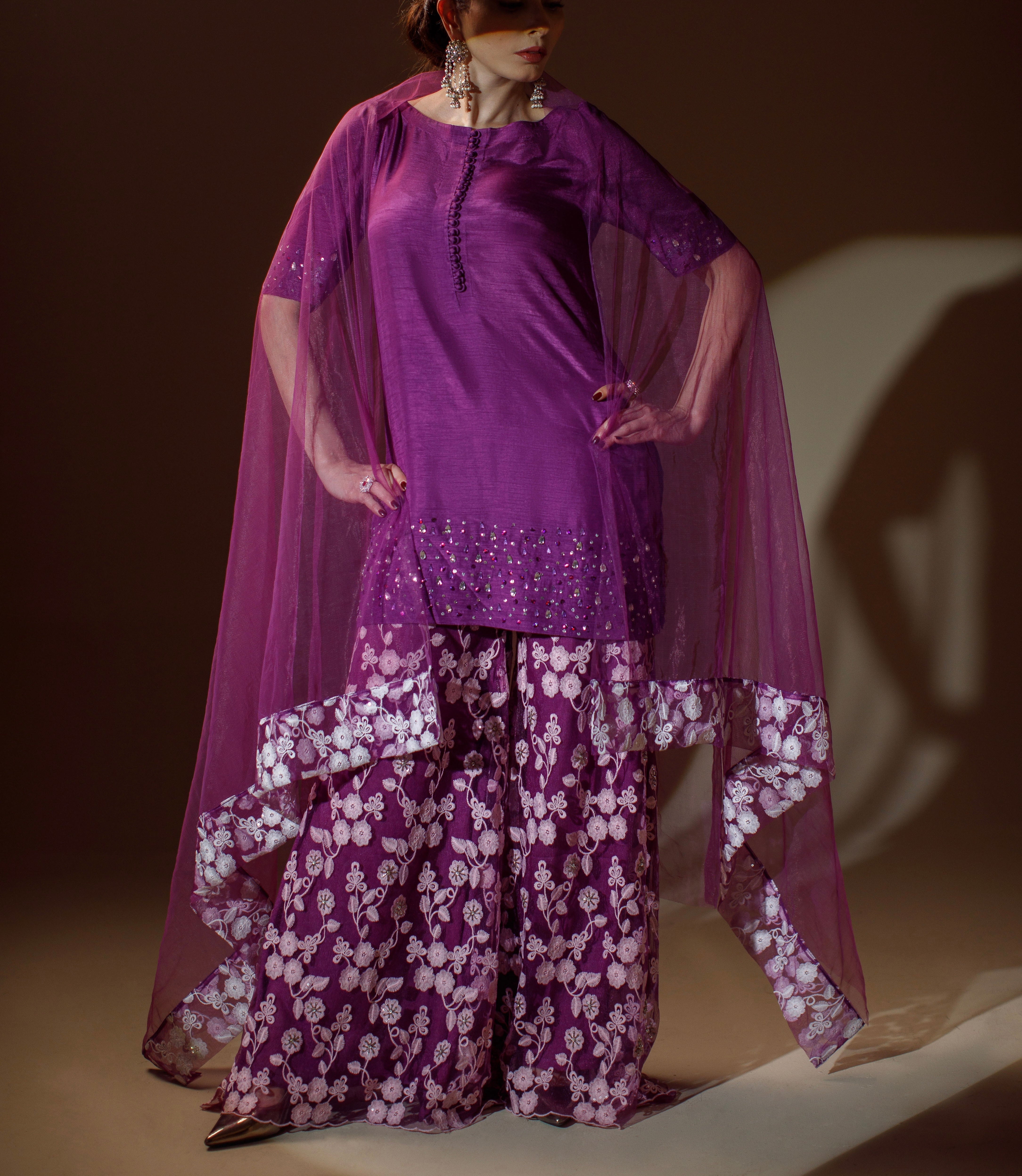 Ombrella - Pallete of purple - Korean Raw Silk - Tea Pink - 3 Piece