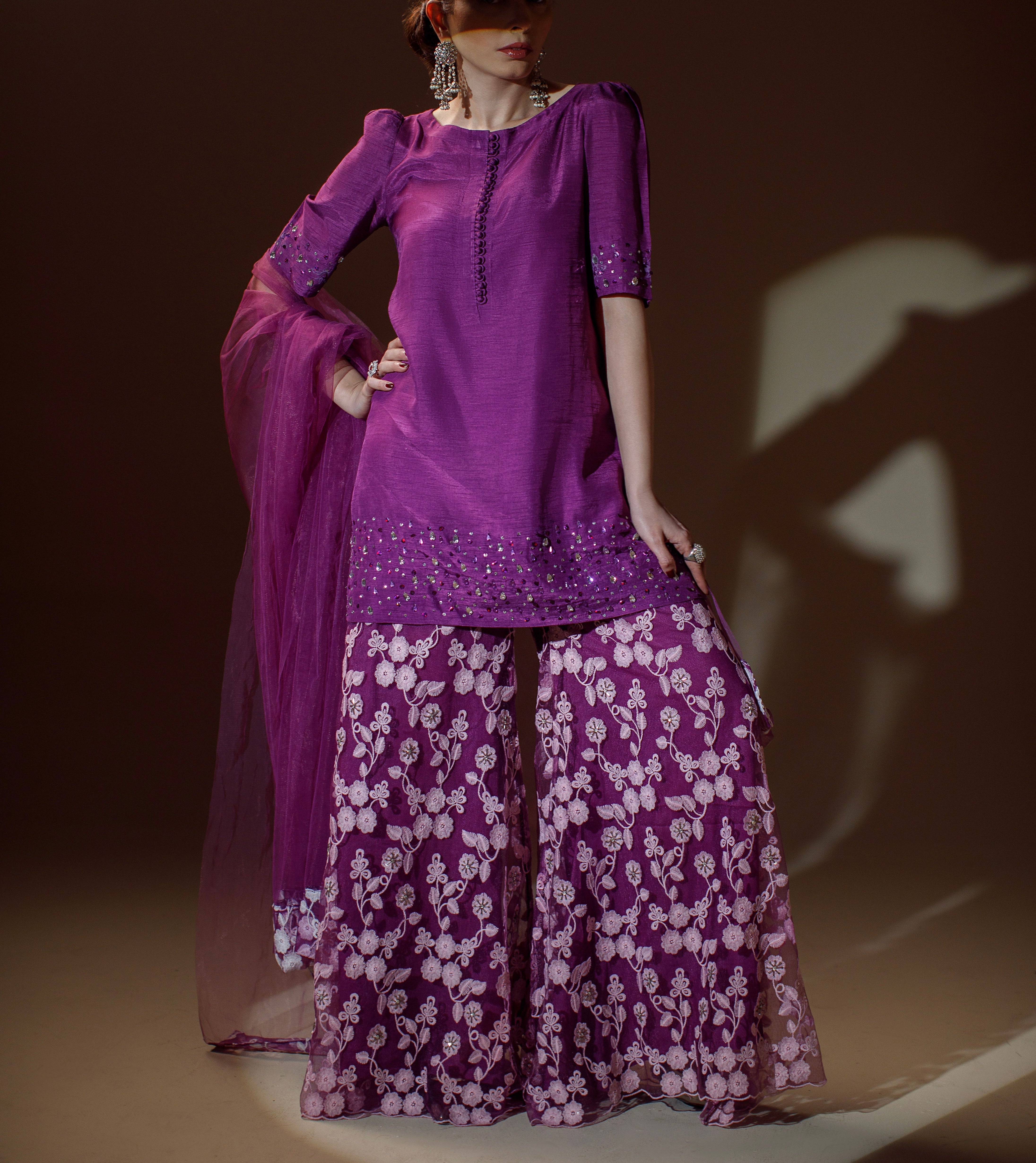 Ombrella - Pallete of purple - Korean Raw Silk - Tea Pink - 3 Piece