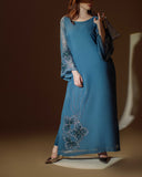 Ombrella - Blooming Flower Teal Khaadi Net Suit For Women - 2 Piece