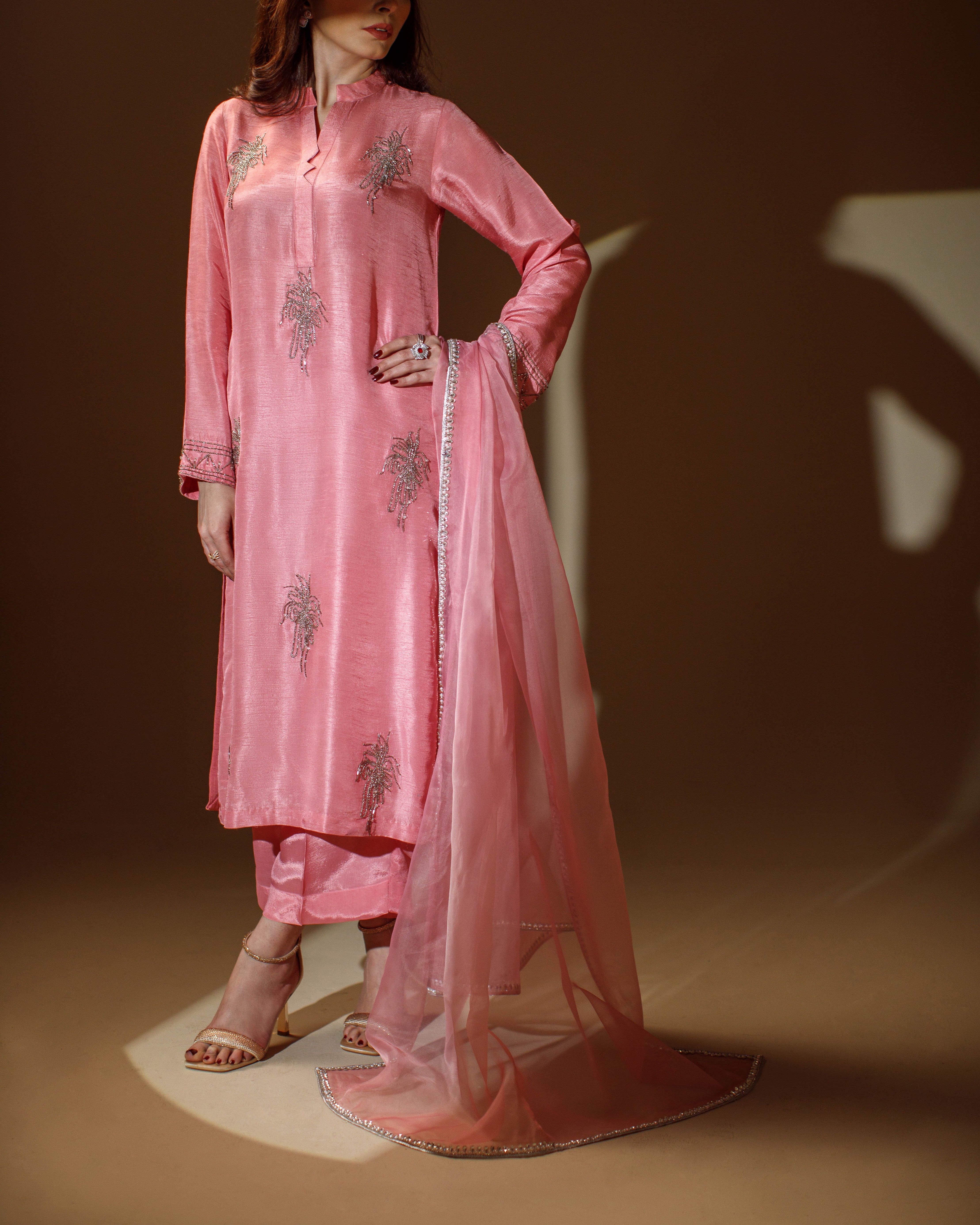 Ombrella - Pink Flair - Korean Raw Silk - Tea Pink - 3 Piece