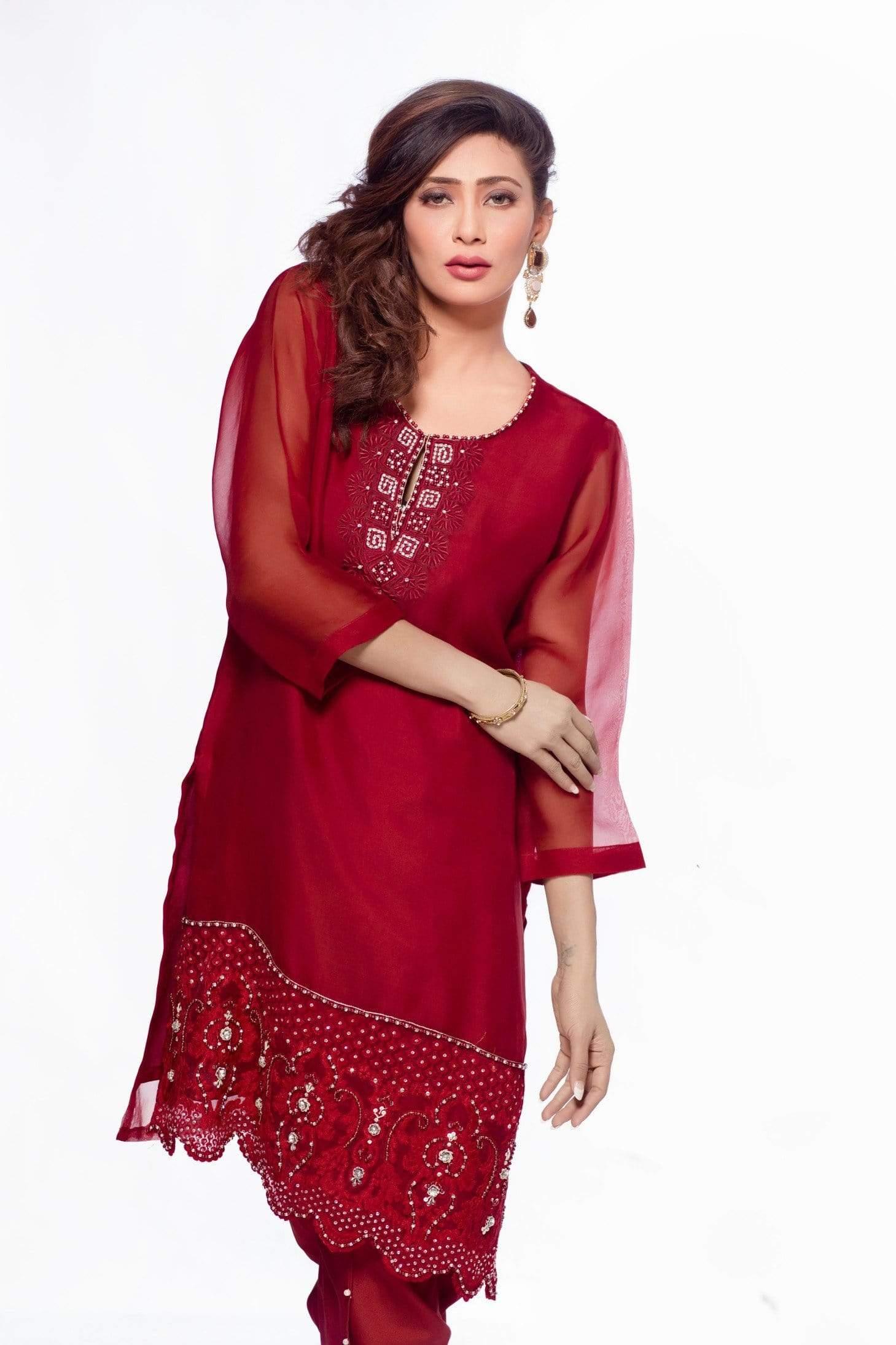 Sadia Aamir - Deep Red Crimson