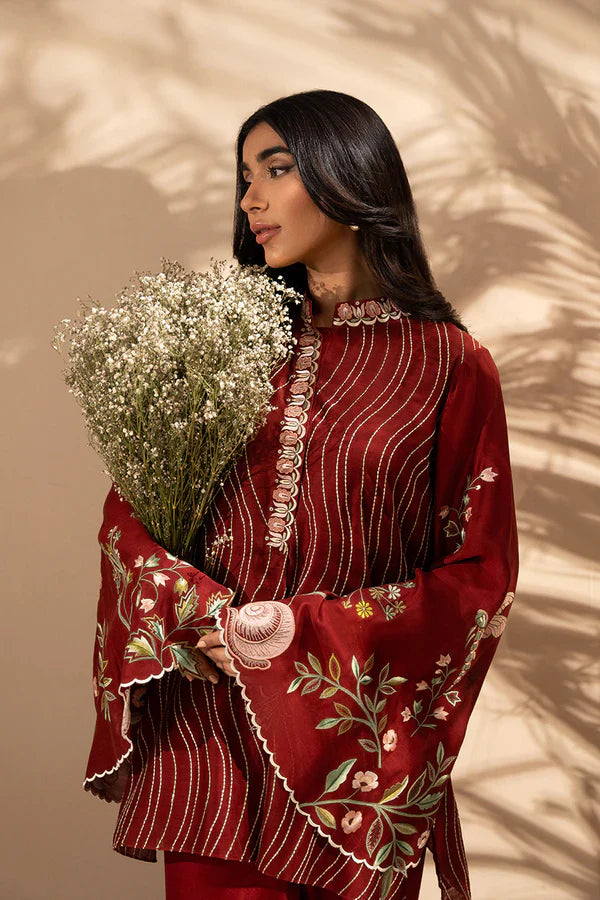 Sania Maskatiya - Ilara - Khaddi Silk / Khaddi Silk - Rosewood - 2 Piece