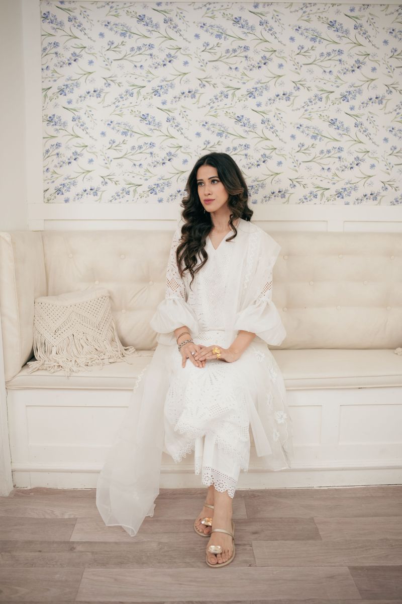 Leon - JASMINE WHITE - Chikankari wit Paper Cotton - 3 Piece