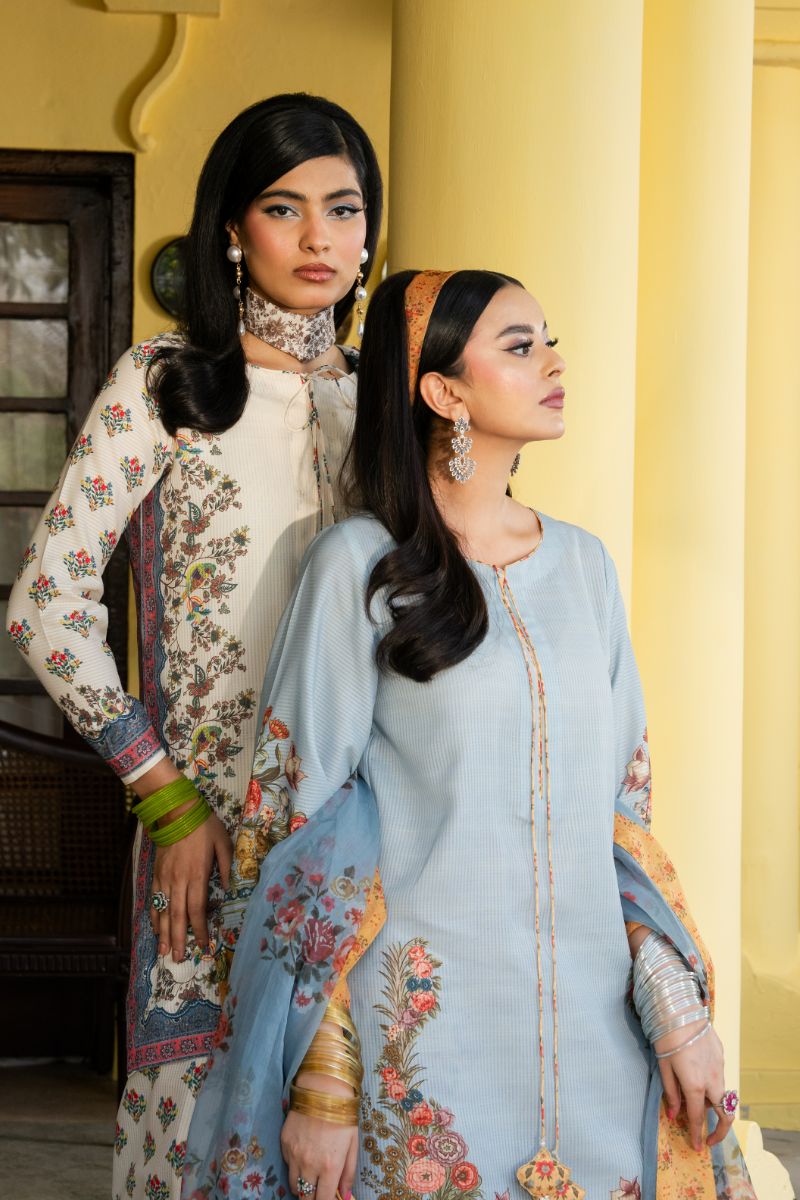 Maria Osama Khan - Jasmine - white - Lawn & monark silk - 3 Piece