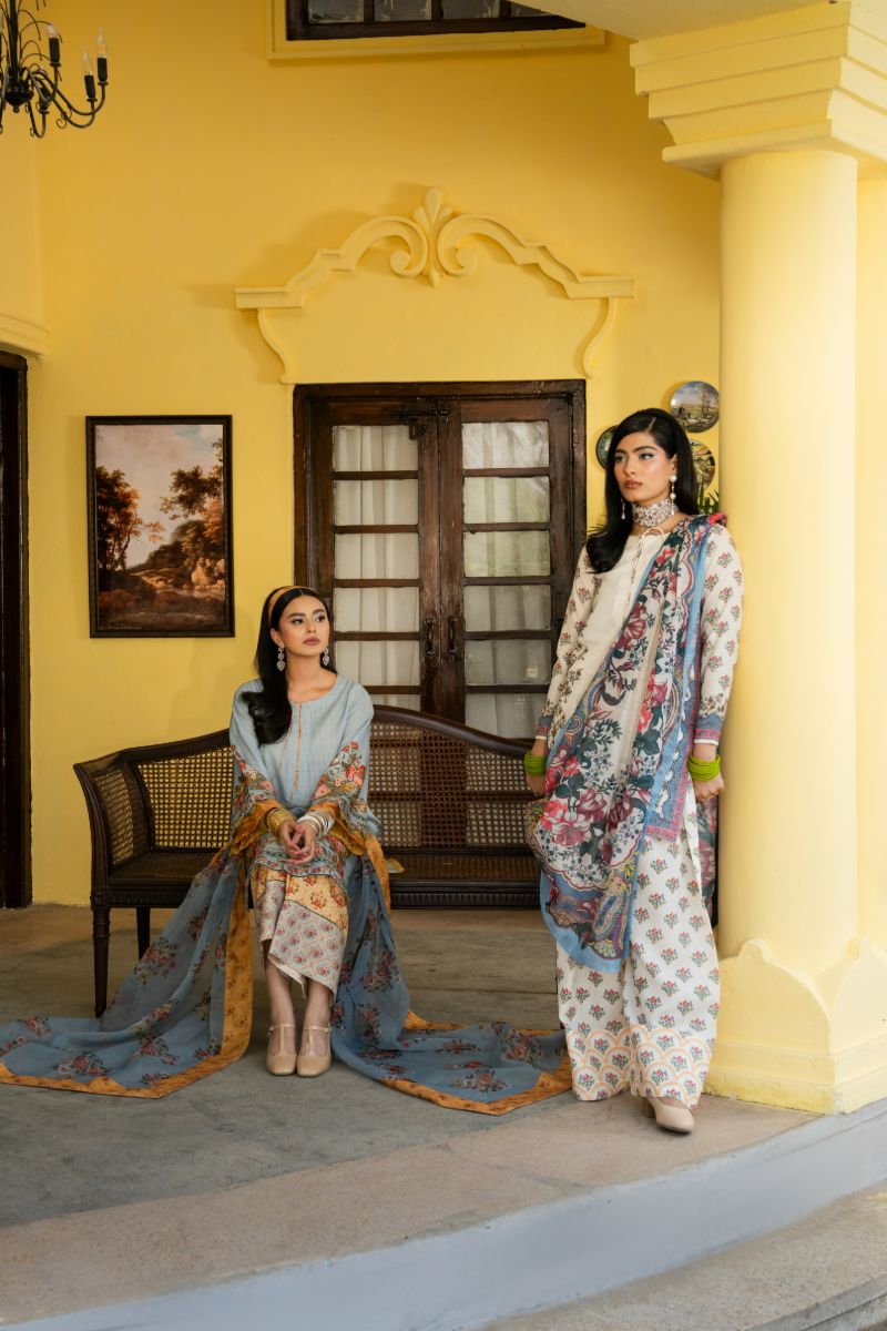 Maria Osama Khan - Jasmine - white - Lawn & monark silk - 3 Piece