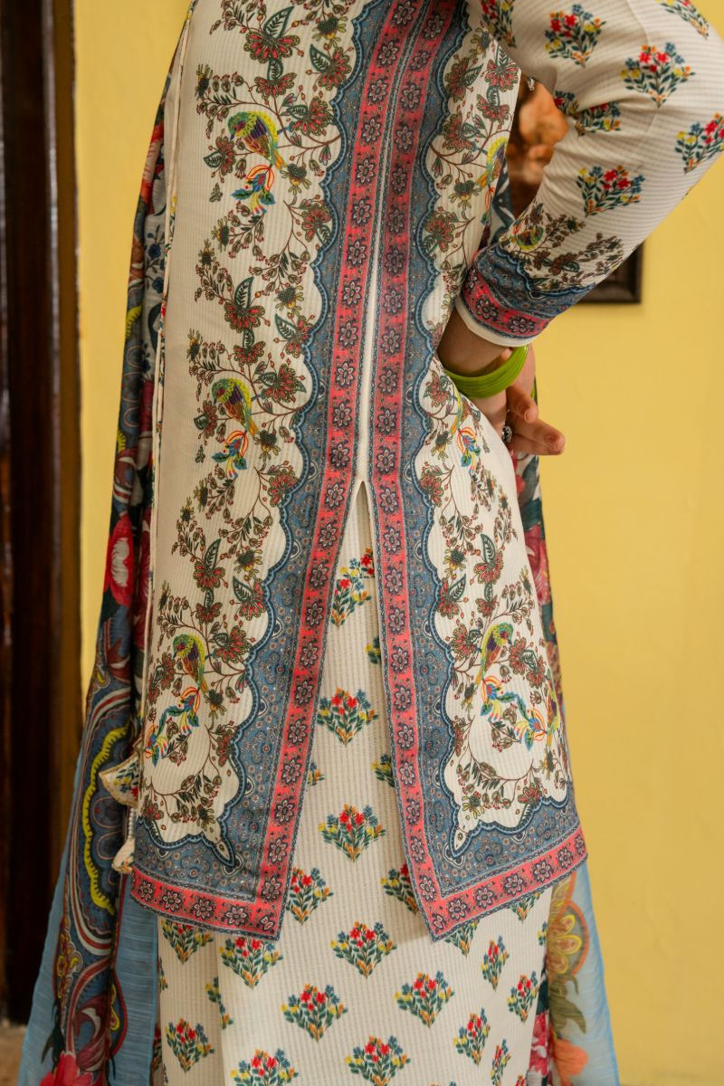 Maria Osama Khan - Jasmine - white - Lawn & monark silk - 3 Piece