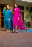 Salahuddin Pasha - Silk, Organza Suit For Women - Raspberry - 3 Piece