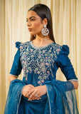 Shahid Chuhan - Kenza Silk Suit For Women - Teal Blue