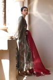 Sania Maskatiya - Kire - Khaddi Silk / Raw Silk / Organza - Olive Grey - 3 Piece
