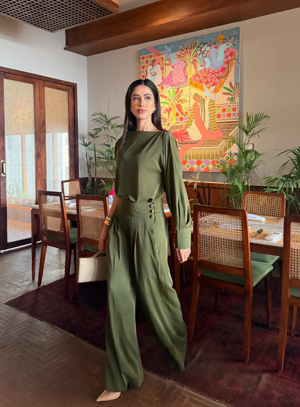 Leon - Lazer Bellagio Set For Women - Olive - 2 Piece