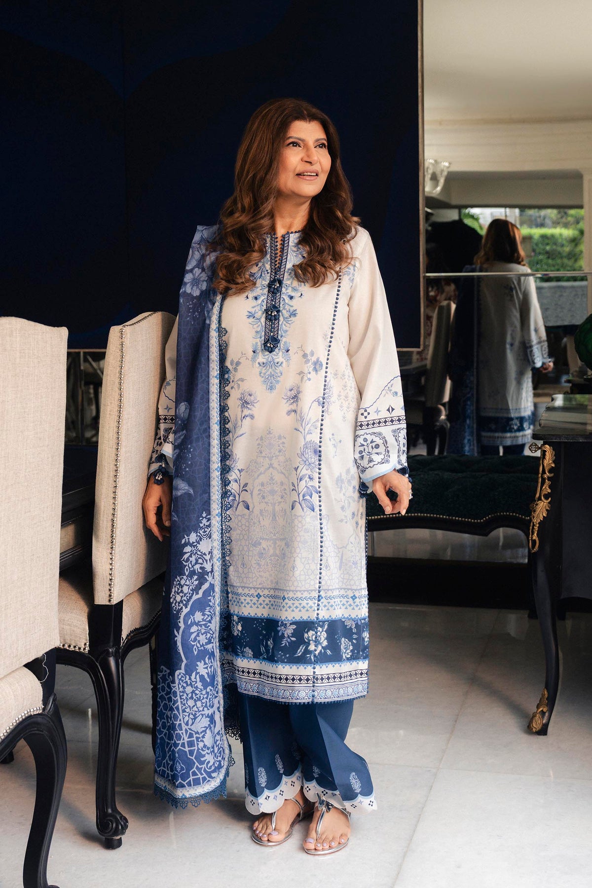 Sana Safinaz Embroidered 3 Piece Lawn Suit Unstitched White