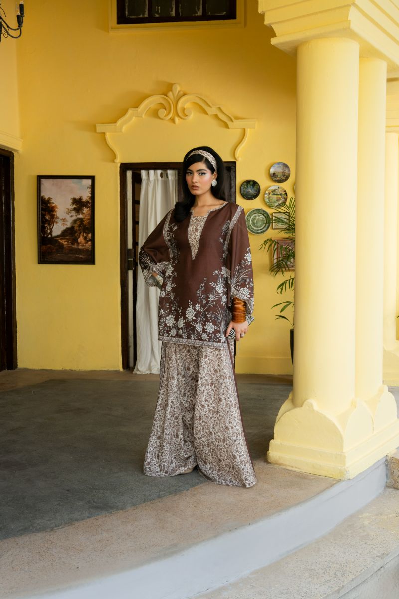 Maria Osama Khan - Laleen - choclate brown - Lawn - 2 Piece