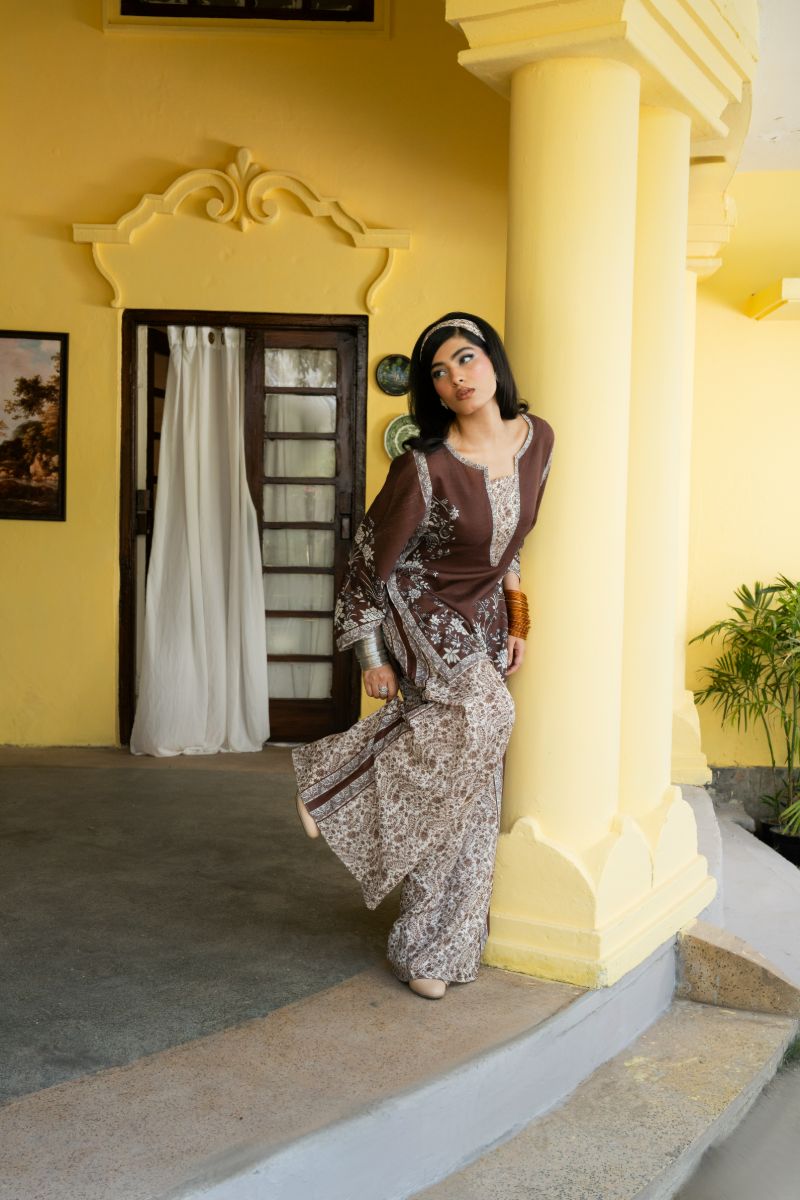 Maria Osama Khan - Laleen - choclate brown - Lawn - 2 Piece