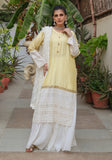 Huma Adnan - Lamya - Yellow & White - Sheesha Silk & Organza - 3 Piece