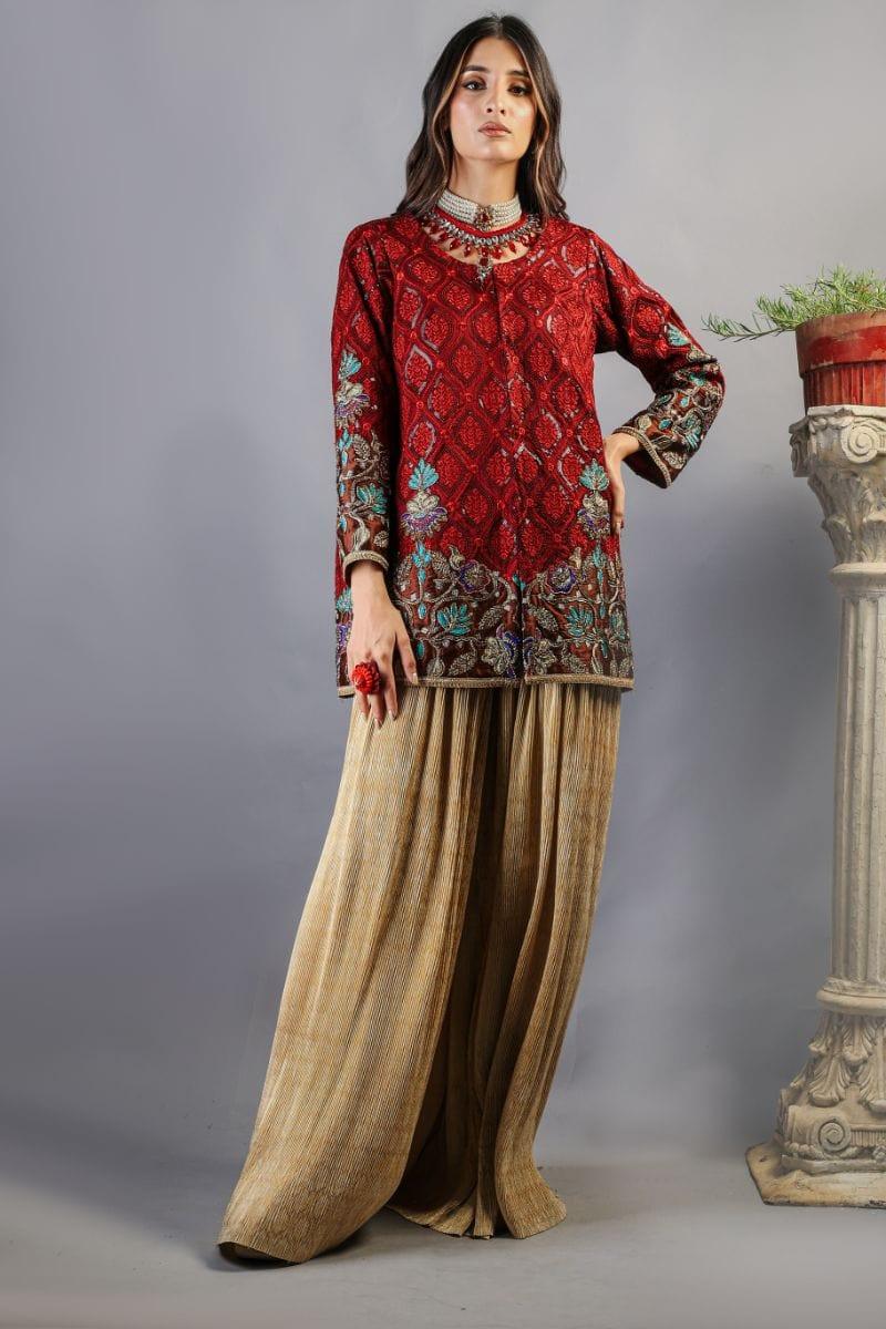 Huma Adnan - Layla - Silk - Maroon - 2 Piece - Studio by TCS