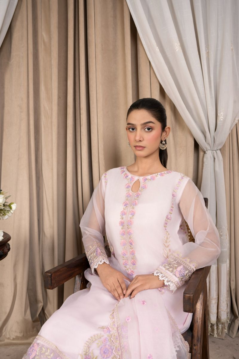 Reema Ahsan - Liniya - Organza & Cotton - Lilac - 3 Piece
