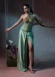 Shahid Chuhan - Luminous Satin, Silk Top For Women - Pistachio Green