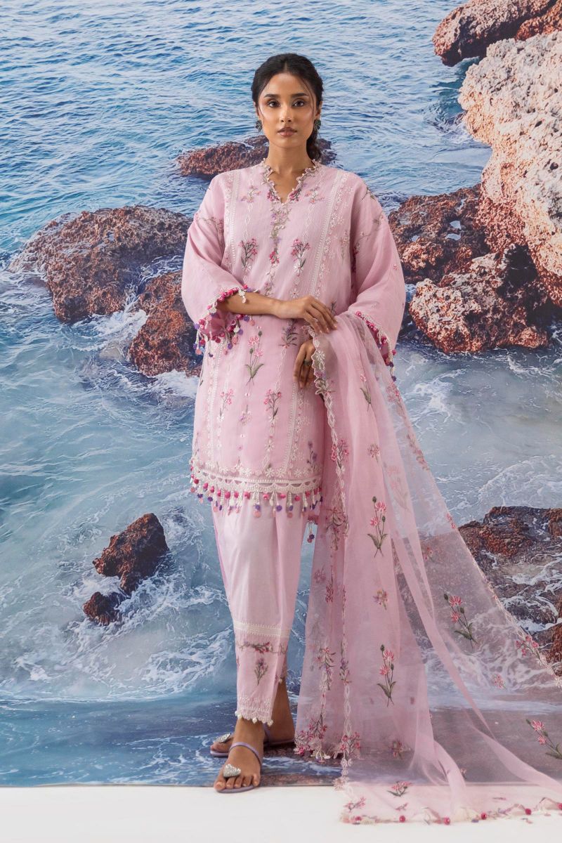 sana Safinaz - M252-016B-CT - Woven Net - 3 Piece - Unstitched