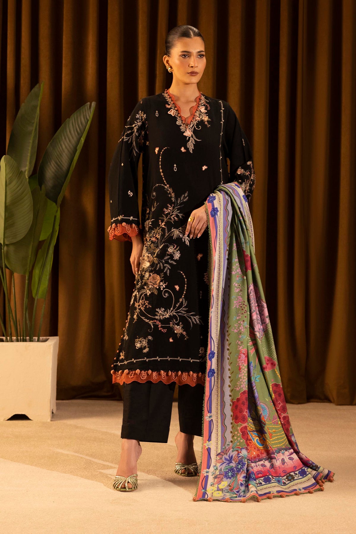 Sana Safinaz - Slub Muzlin - 3 Piece - Unstitched - M253-006A-3CP