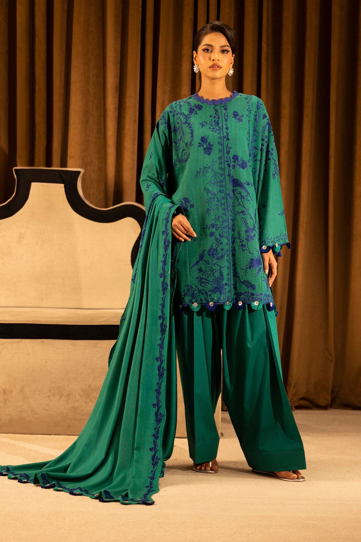 Sana Safinaz - Slub Muzlin - 3 Piece - Unstitched - M253-010A-3Cp