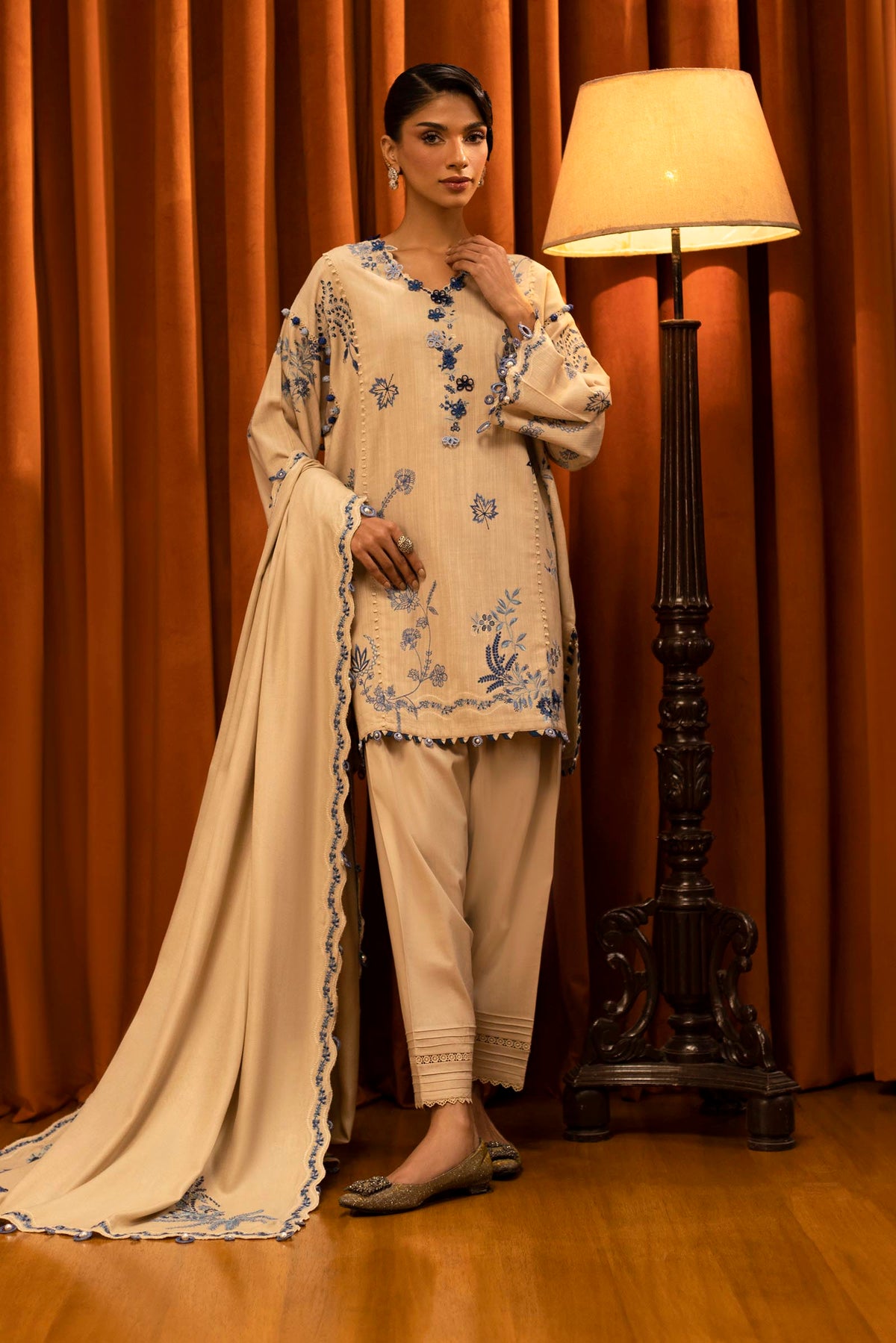Sana Safinaz - Slub Muzlin - 3 Piece - Unstitched - M253-011A-3CP